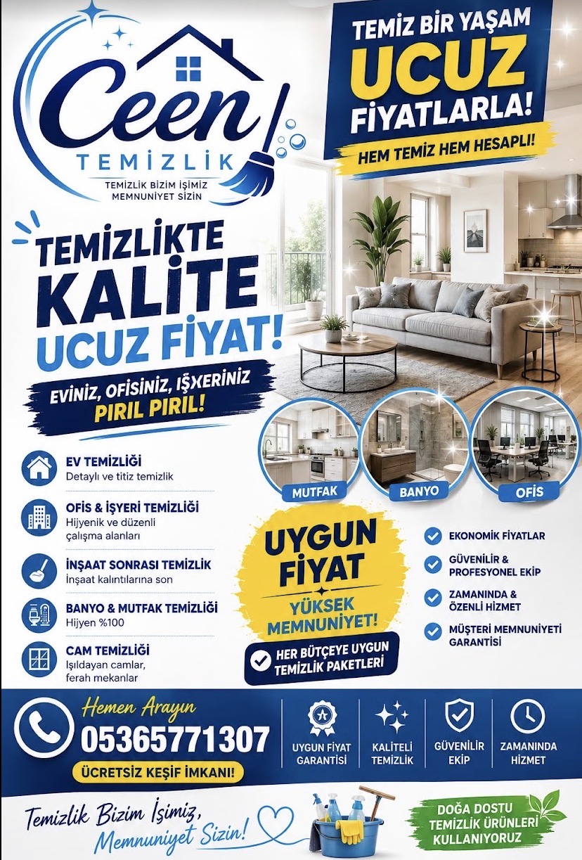 Ceen Temizlik hizmetleri ve iletişim bilgileri